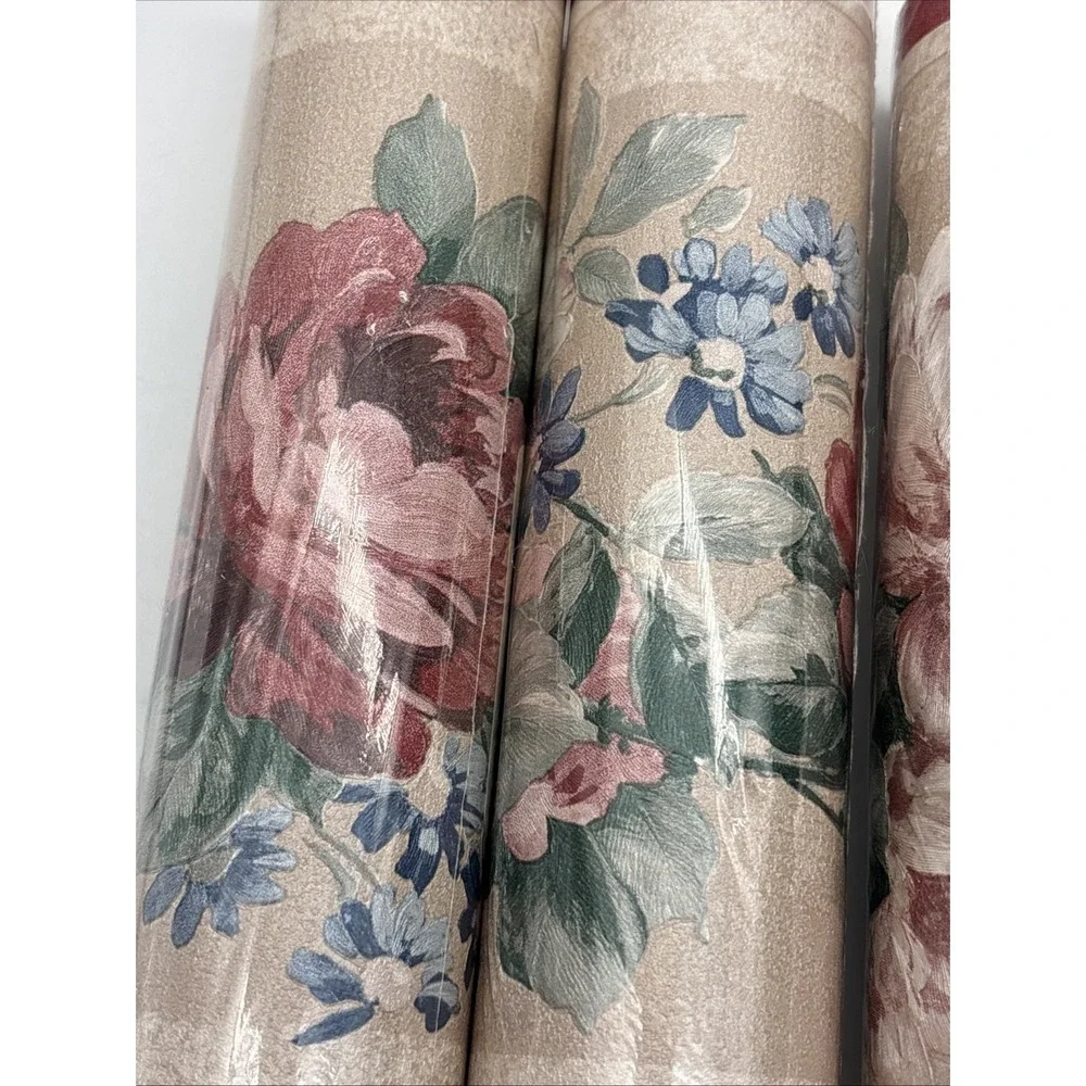 3- Brewster Home Fashions wallpaper border Floral Cottage Country NOS